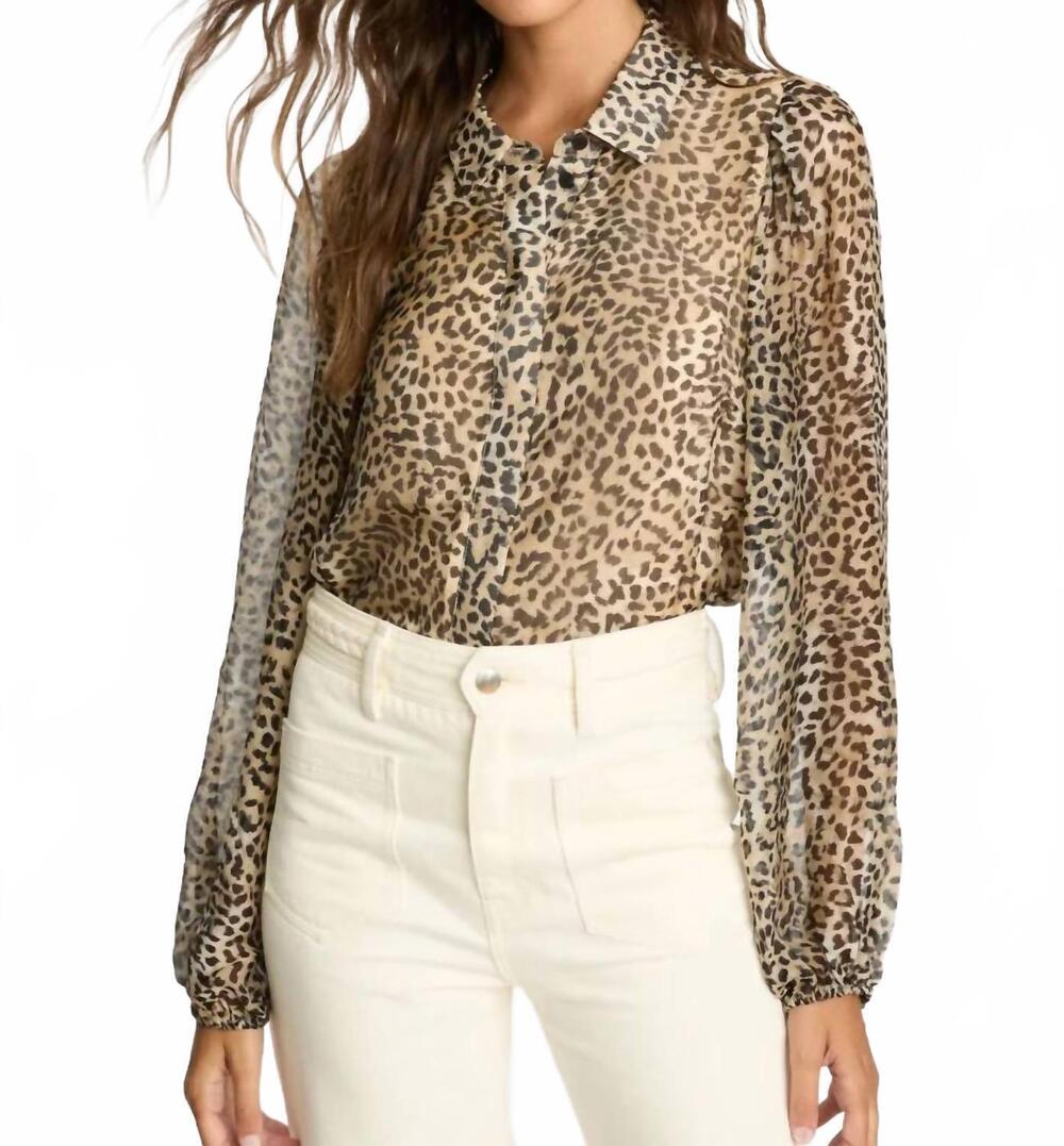 NEW CABALLERO presley long sleeve blouse in golden leopard